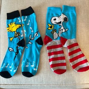 Peanuts Snoopy and Woodstock Socks - Blue, Red, and Yellow